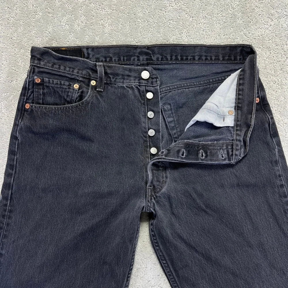 VINTAGE 90 Levis 501 Jeans 38x32 Black Straight Leg Button Fly 36x30 Act. Mexico